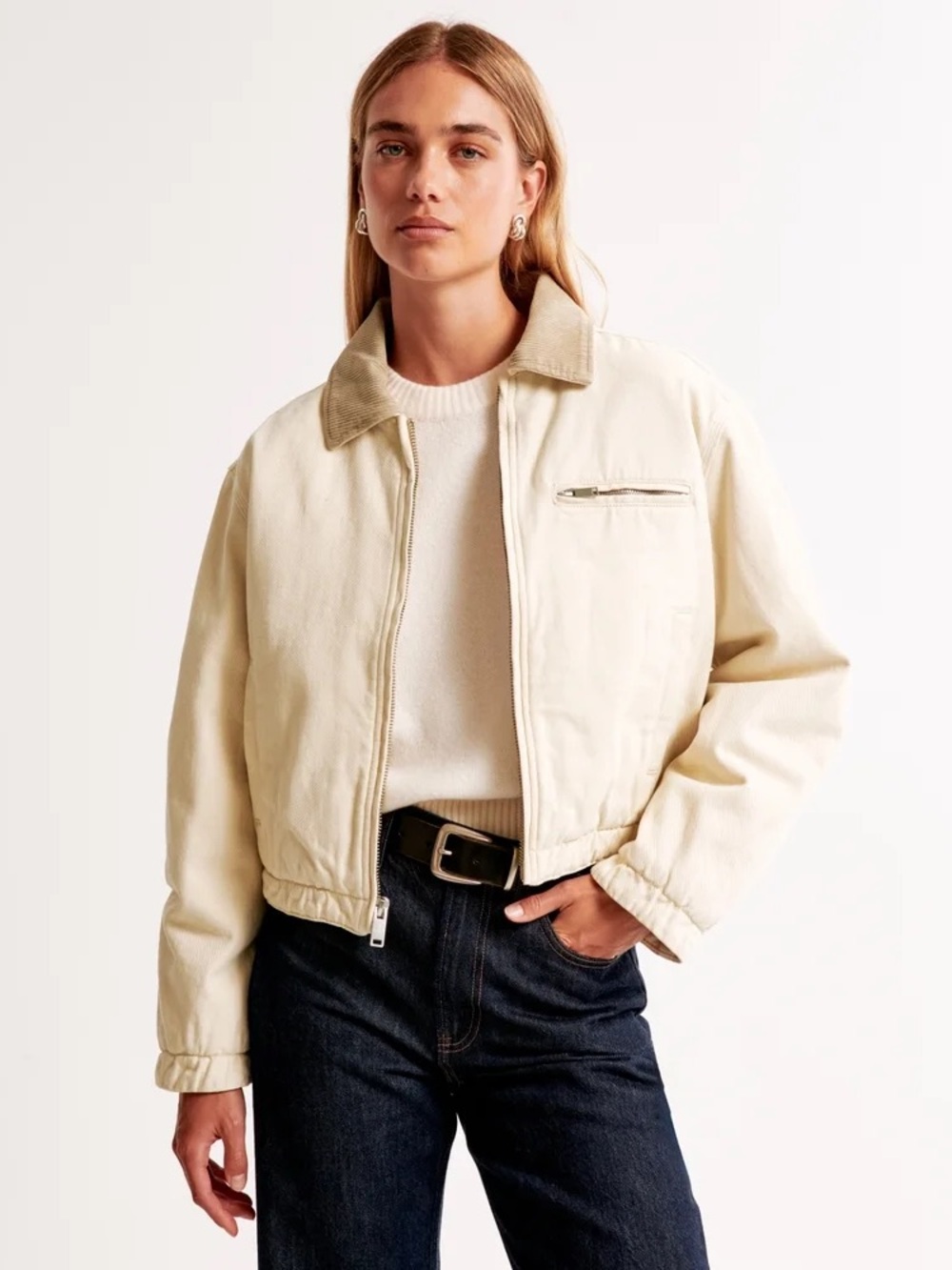 Abercrombie and Fitch Cropped Twill Workwear Jacket